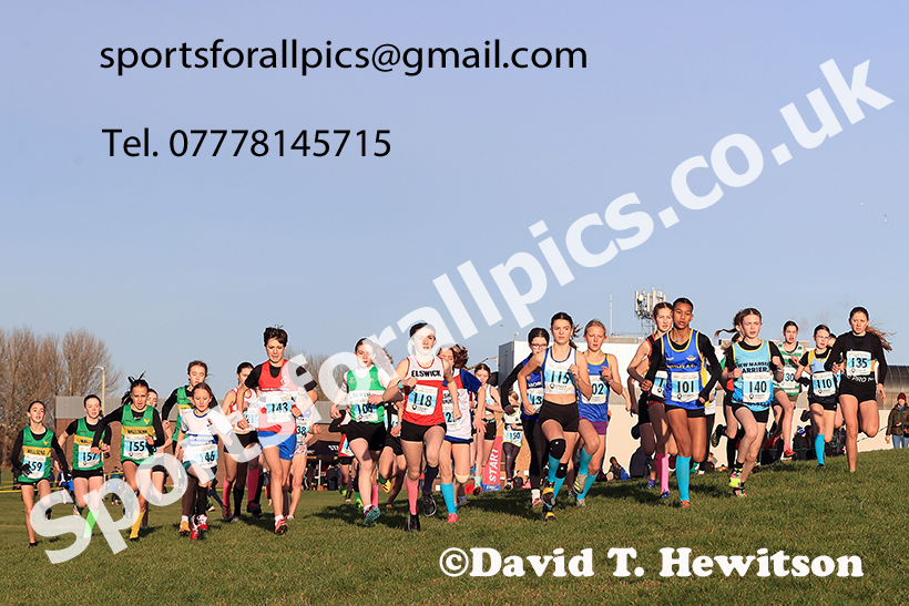 Girls under-13s 2024 NECAA Cross Country Champs., Temple Park, South Shields. Photo: David T. Hewitson/Sports for All Pics